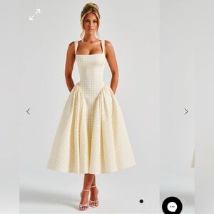 BABYBOO SHERRIE MIDI DRESS - LEMON GINGHAM